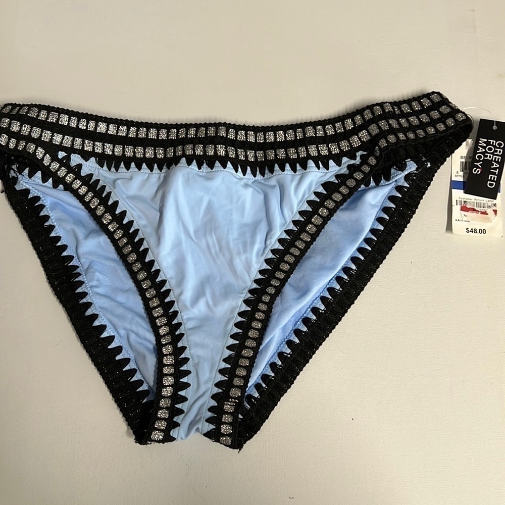 𝅺barr lll Swim Bikini Bottom Be Weave It Black, Blue silver cheek… sz XL